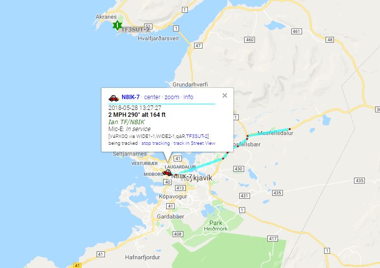 TF/N8IK running APRS in Reykjavik, Iceland